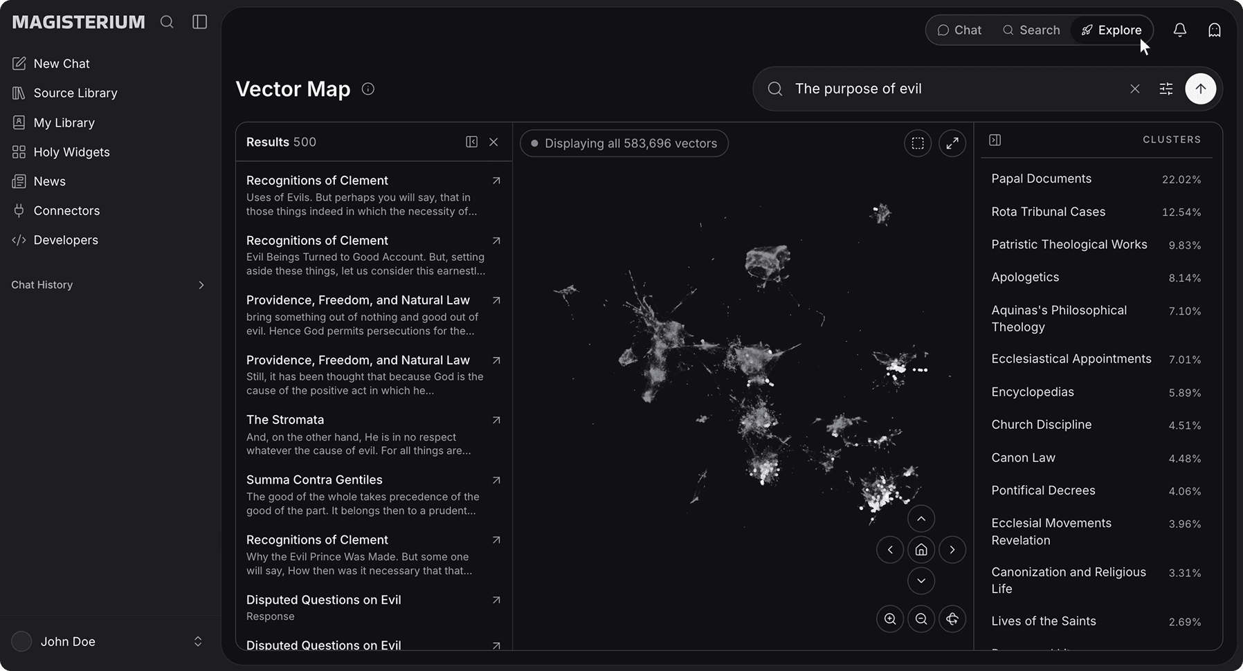 Magisterium AI Explore mode interface
