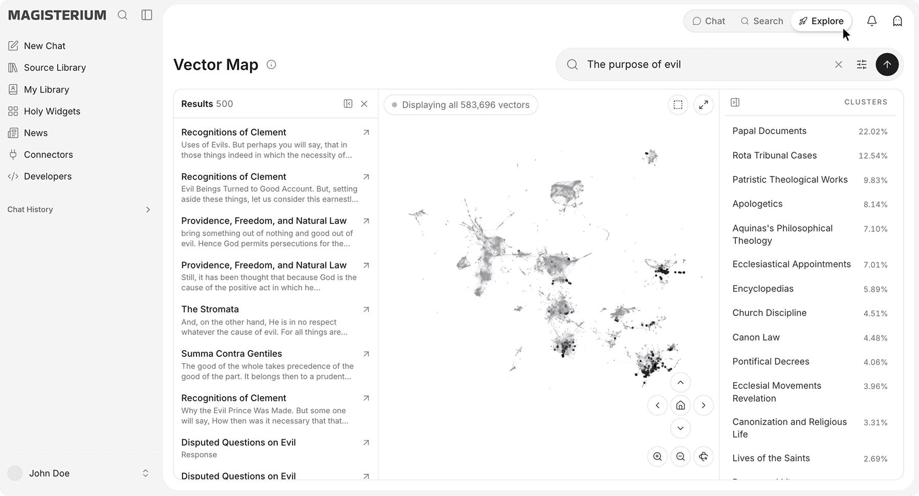 Magisterium AI Explore mode interface